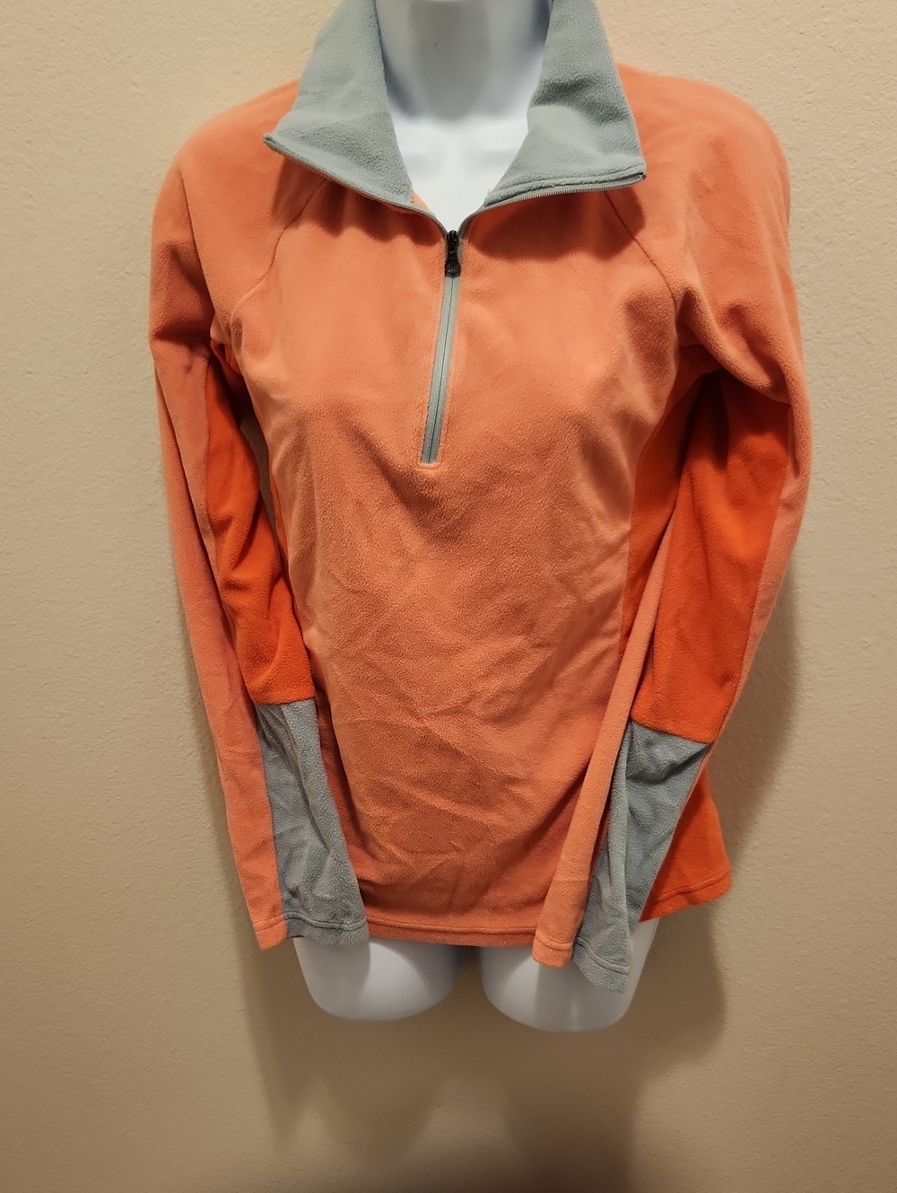 Columbia Orange Half-Zip Fleece Pullover with Gray Accents